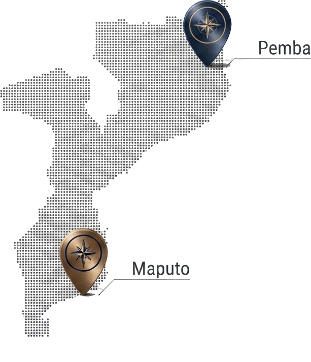 Mapa de Moçambique com Maputo e Pemba